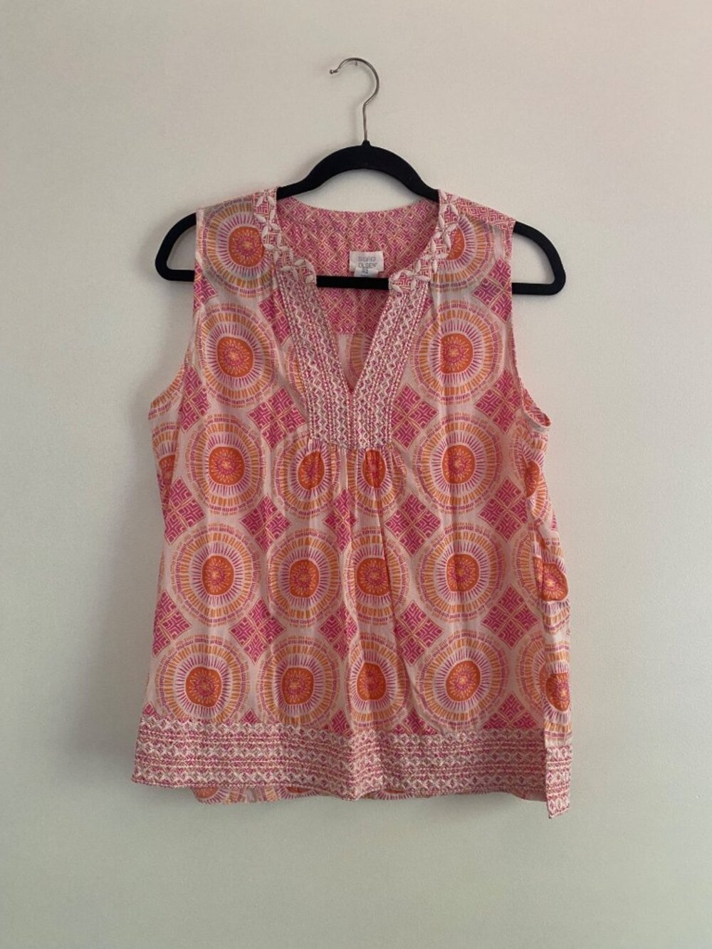 Sigrid Olsen Women's Sleeveless Cotton Top Pink & Orange 100% Size M
